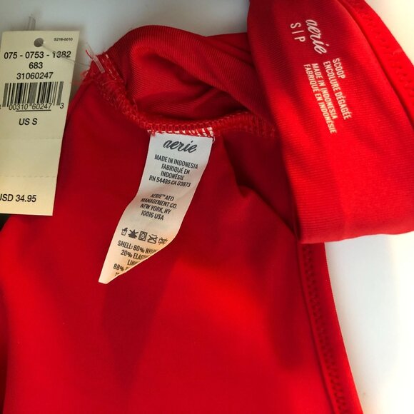 Aerie Red Wrap Scoop Bikini Top Removable Cups S - Picture 3 of 4